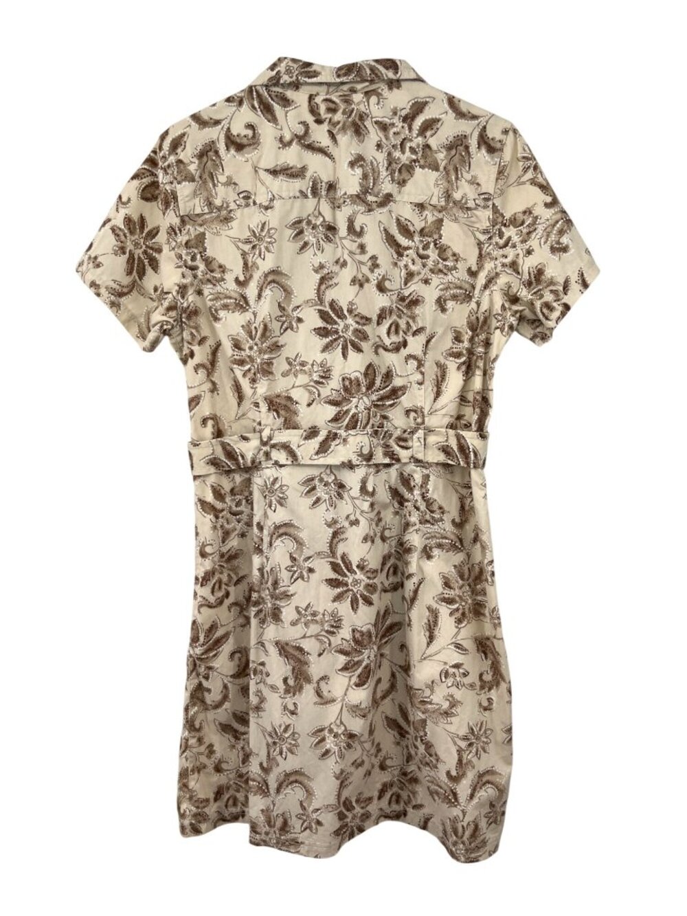 Vintage White Stag Cotton Dress 12 Brown Tan Belted Zip Front Used - Picture 2 of 10